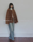 Vintage Clock Velvet Mink Fur Coat Winter