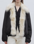 Fireladyfur Women's Detachable Contrasting Fox Fur Collar Down Jacket"Day and Night Rider"