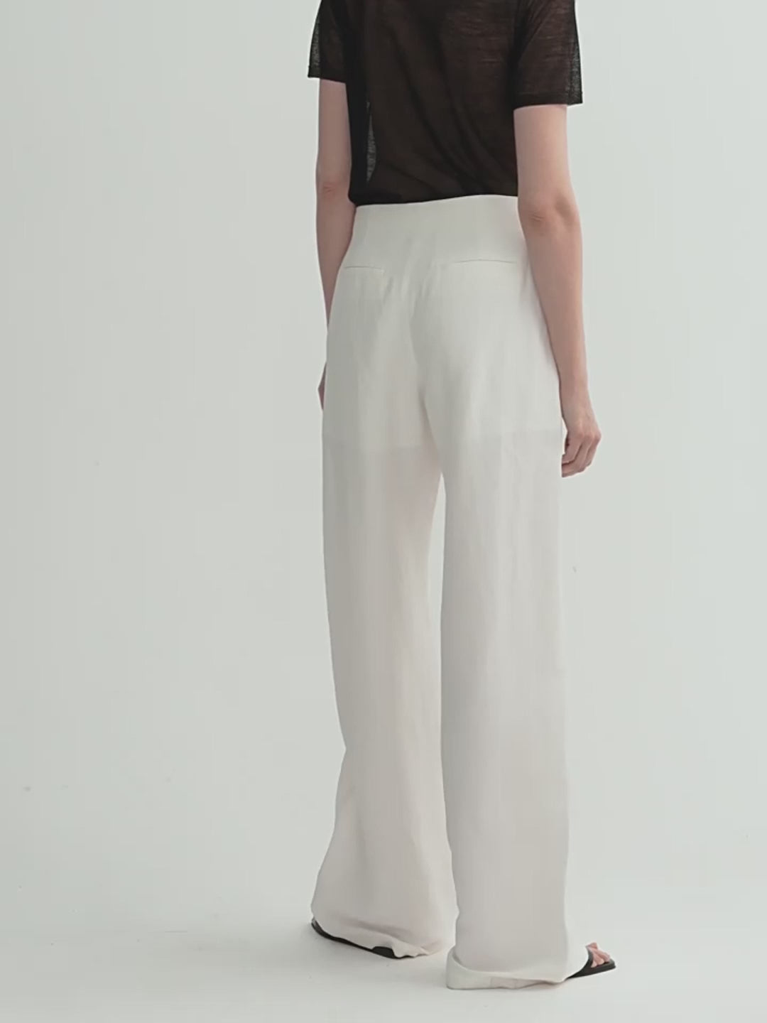 Summer mulberry silk linen waistless three-dimensional pleated wide-leg pants for women