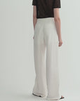 Summer mulberry silk linen waistless three-dimensional pleated wide-leg pants for women