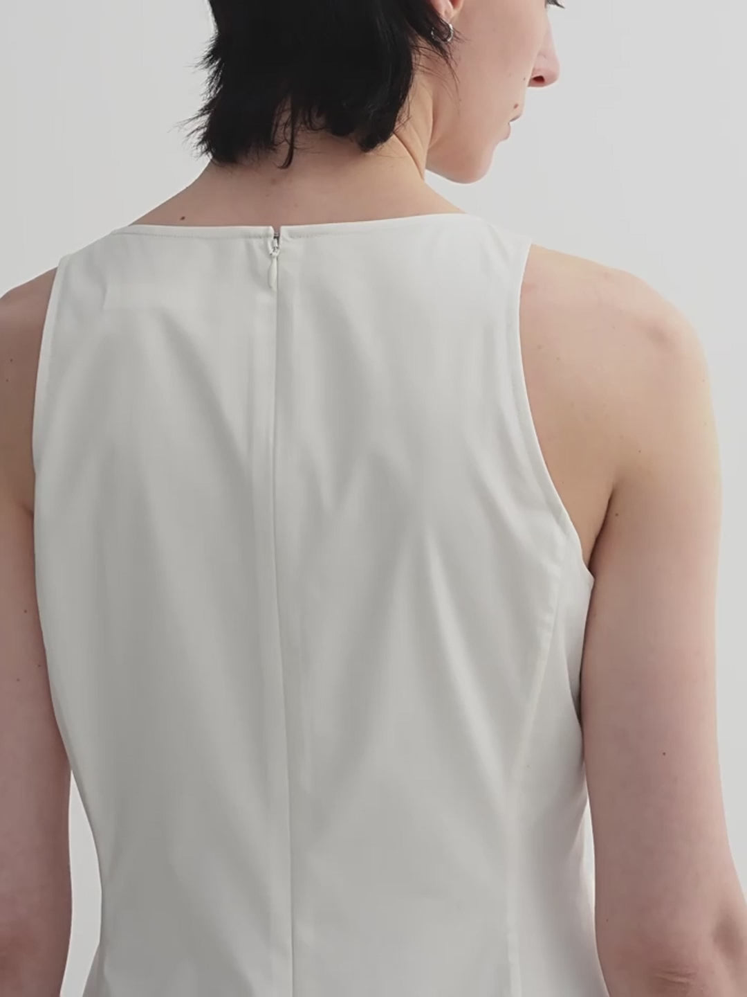 Micro-cocoon-shaped I-shaped pleated V-neck commuting slim-fitting split vest dress for women