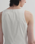 Micro-cocoon-shaped I-shaped pleated V-neck commuting slim-fitting split vest dress for women