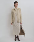 THE ARTM Women's Linen Blazer Jacket with Belt - Slim Fit Short Hunting Jacket for Spring