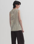 Elastic silk twisted collar original geometric print slim fit multi-occasion T-shirt sleeveless vest for women