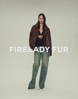 Firelady Fur Lambskin Leather Jacket – Vintage Vegetable-Tanned Funnel Neck "New York Twilight"