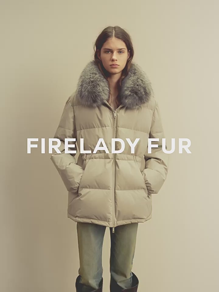 Firelady Fur Women's Fur-Trim Down Parka | Detachable Fox Fur Hood & 90% White Goose Down Fill“Frost Wild”