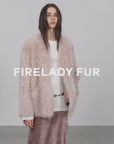 "Castle Dusk" V-neck Italian imported Tuscan curly wool sheepskin fur coat winter