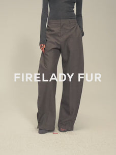 Firelady Fur Textured Fine Wool Four-Button Wide-Leg Trousers"Urban Film ”