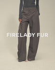 Firelady Fur Textured Fine Wool Four-Button Wide-Leg Trousers"Urban Film ”