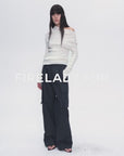 "Leisure First" Personalized three-dimensional large patch pocket straight wide-leg work trousers