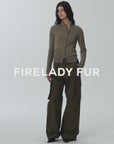 "Senna Melody" oblique placket fine merino wool and cotton blend zipper knitted cardigan top for women