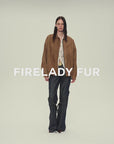 Fireladyfur Women's Suede Top-Grain Sheepskin Leather Jacket