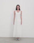 "Lake Bled" Simple and slim texture U-neck A-line slim fit vest dress