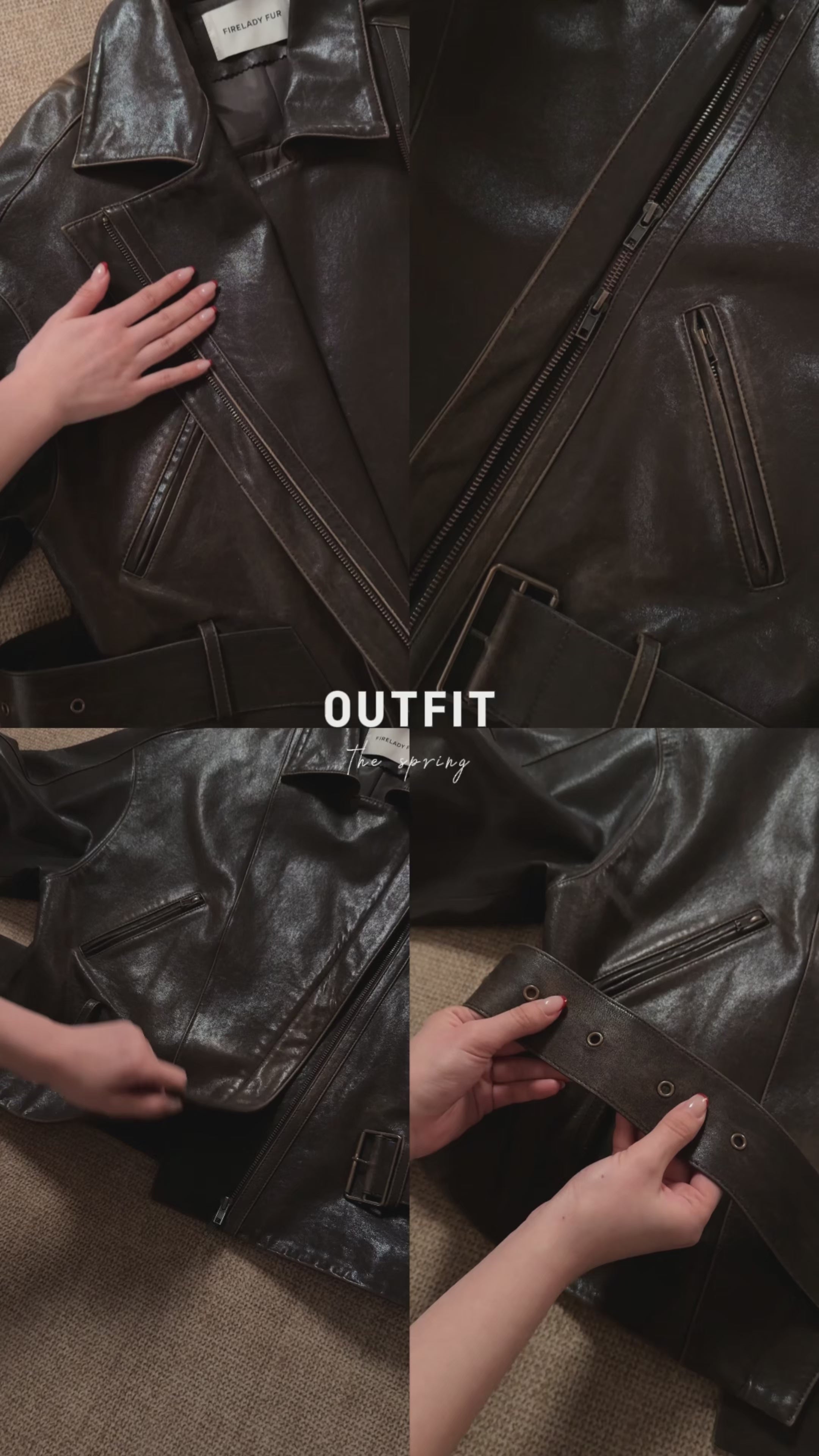 Firelady Fur Women's Vintage Light Waxed Sheepskin Moto Jacket | Adjustable Waist Biker Coat