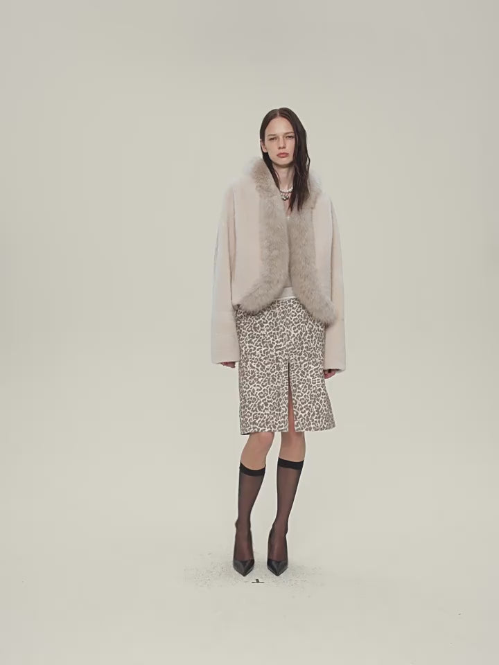 Firelady Fur Women's South African Merino Shearling Coat – Ombré Fox Fur Collar & Placket
