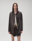 Firelady Fur Women‘s Leather Biker Jacket in British Imported Vintage Waxed Lambskin “American Focus”