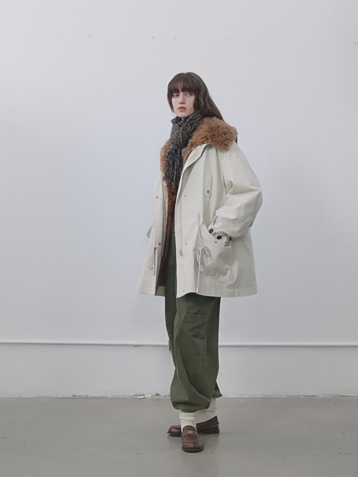 Fireladyfur Women’s Goose Down Parka coat with Toscana Shearling Fur“Green Mile Miracle”