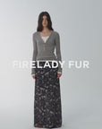 "Gallery Dusse" Vintage Print Straight Draped Skirt
