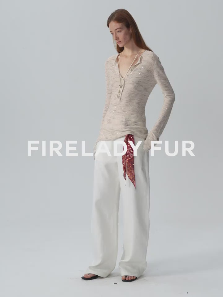Perry Moonlight Apricot beaded cotton linen knit cardigan styling video