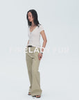 Women's Loose Australian Wool Tencel Deep V-neck Zipper Short Sleeve Tops T-shirt"Tunic Blouses Simple Color Silent Film"