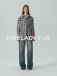 "Climber" leather-coated distressed straight low-rise cotton denim trousers for spring