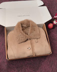 Firelady Fur Women’s Shearling Coat Crafted with Italian Contrast Suede & Toscana Shearling“Winter Mochi”