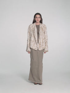 Manteau croisé ample en fourrure de lapin Rex tissée pour femme "Inspiration Glimpse" pour l'hiver