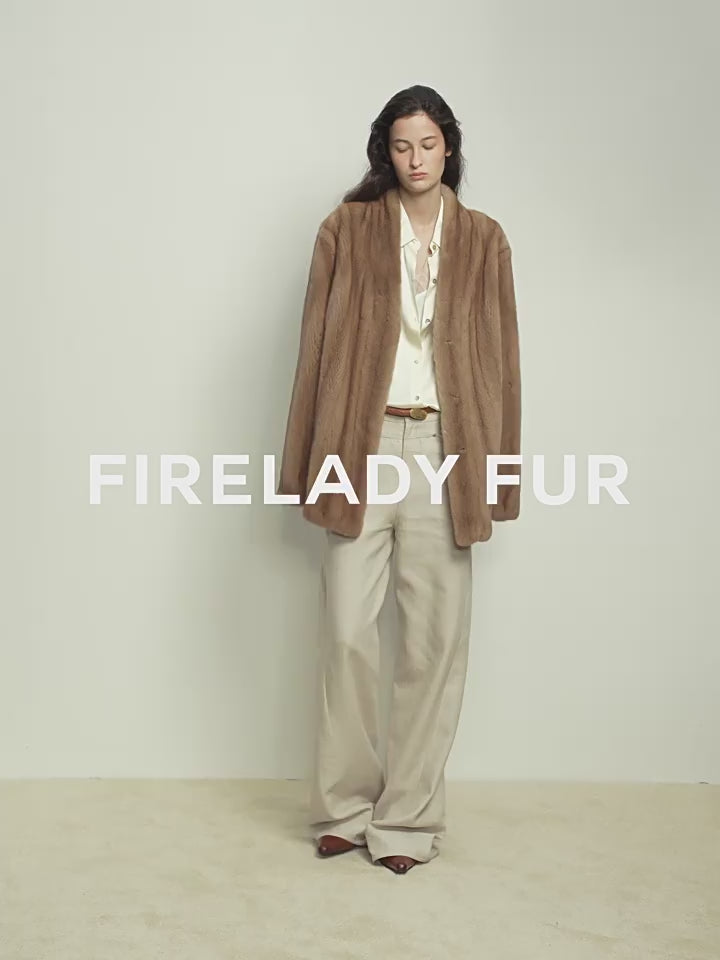 Firelady Fur Imported Kopenhagen Purple-Label Female Mink Full-Skin Woven V-Neck Fur Coat “Fairy Mountain Dew”