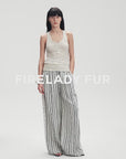 Linen Vertical Stripe Drape Wide Leg Casual Pants"Fashion Tension"