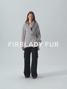 "Striped Fantasy" Casual Asymmetric Slanted Front Two-Wear Striped Long Sleeve Shirt