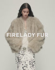 Firelady Fur Women‘s Short Fox Fur Coat | SagaFurs Crown-Grade Ombré Dyed Collar“Chic Sister”