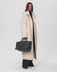 "Song of Snowland"Women's mohair wool stand collar coat autumn and winter loose woolen coat