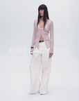 "Long Island Vacation" wool blend V-neck straight shoulder knitted cardigan spring