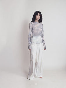 Smudge printed mesh long sleeve T-shirt styling video