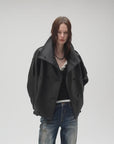 Firelady Fur Women's Turkish Lambskin Funnel Neck Leather Jacket - Weekend Street Style Short Trench Coat