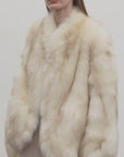 "Monet's Garden" imported high-quality fox fur V-neck spray-colored jacket