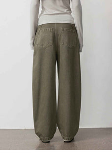 "Primal Instinct" retro distressed wasteland style washed silhouette loose scimitar jeans for autumn - variant_title