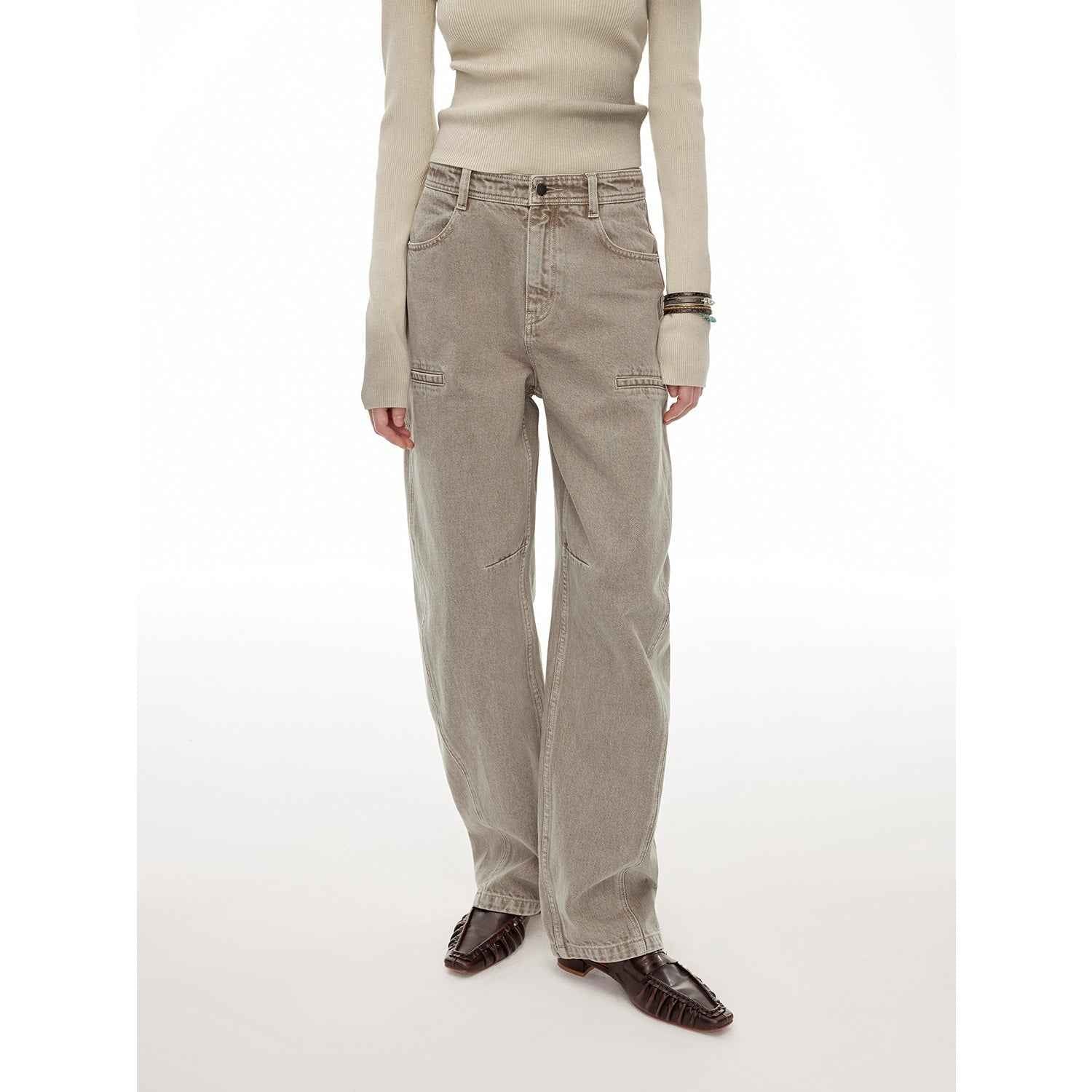 "Primal Instinct" retro distressed wasteland style washed silhouette loose scimitar jeans for autumn - variant_title