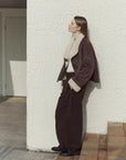 "Pure Era" imported high - quality lamb contrast color fruit collar short wool fur coat - variant_title