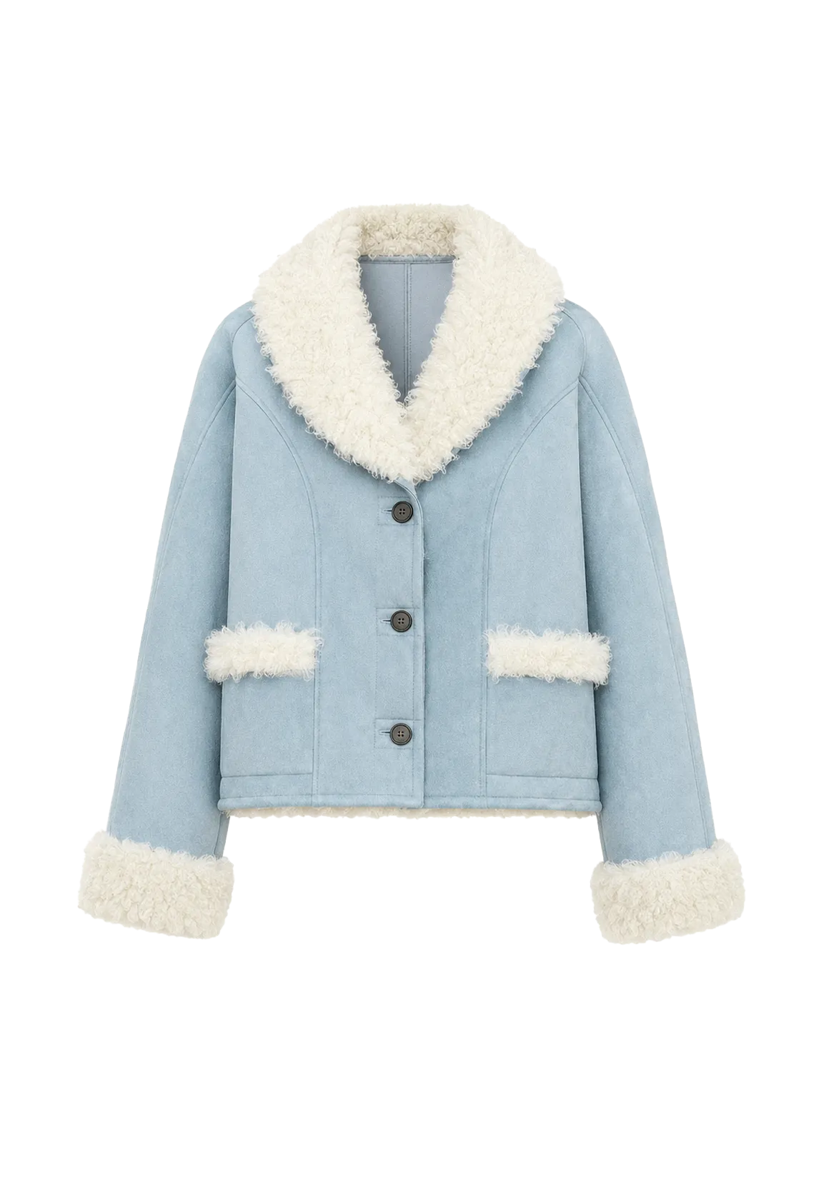 Pure Era lamb wool contrast-collar short coat product image 01