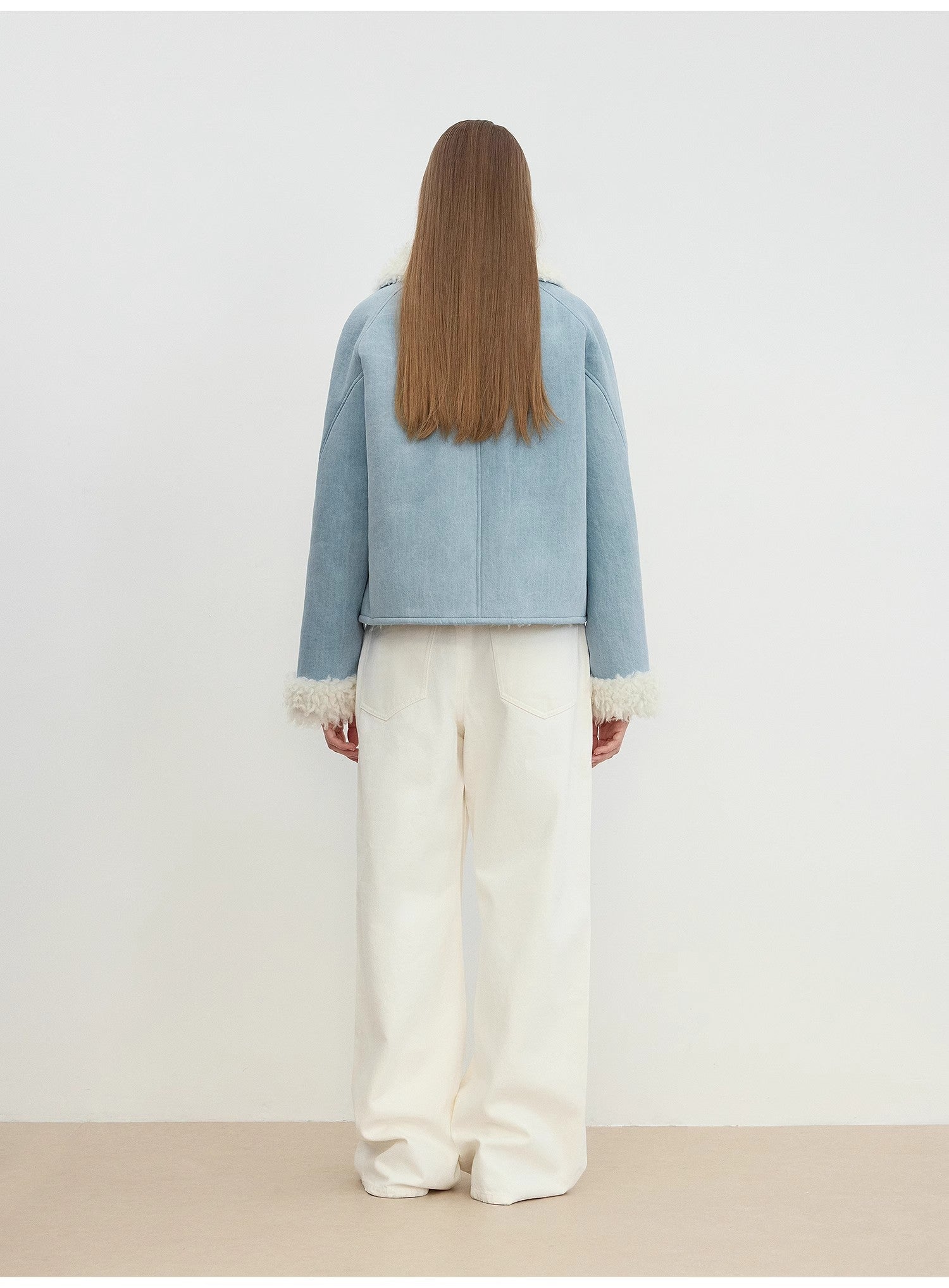 Pure Era lamb wool contrast-collar short coat product image 05