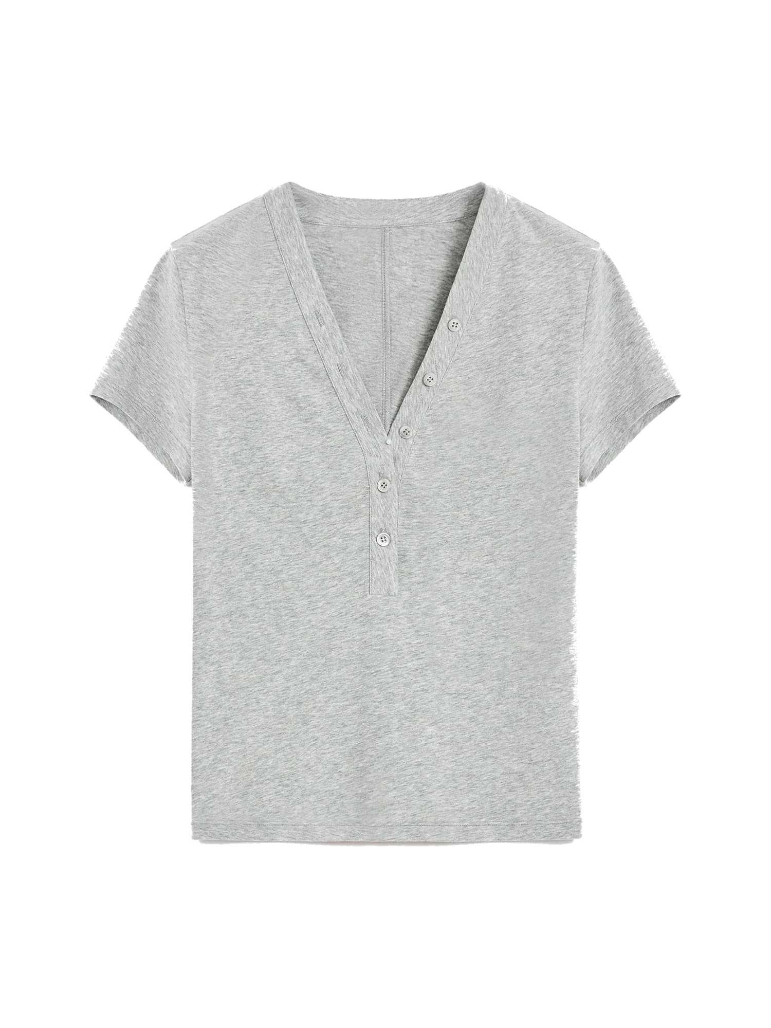 Firelady Fur Pure Fashion gray V-neck short sleeve Tencel wool top transparent product image