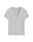 Firelady Fur Pure Fashion gray V-neck short sleeve Tencel wool top transparent product image