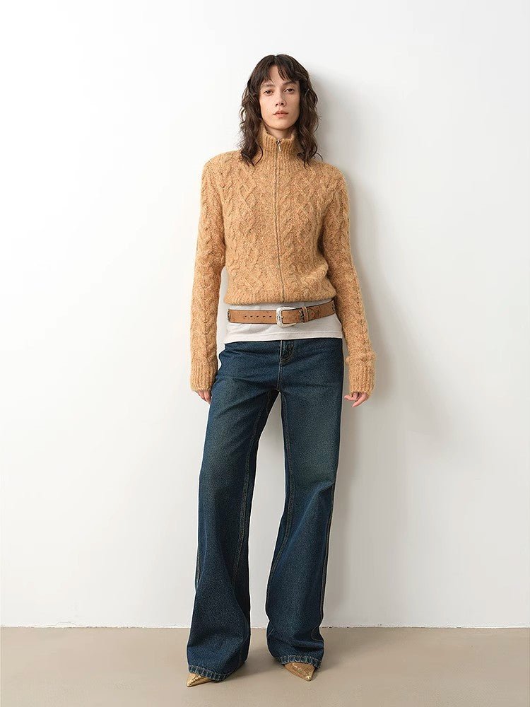 "Pure Flared" Japanese imported fabric Vintage retro washed loose flared jeans for women - variant_title