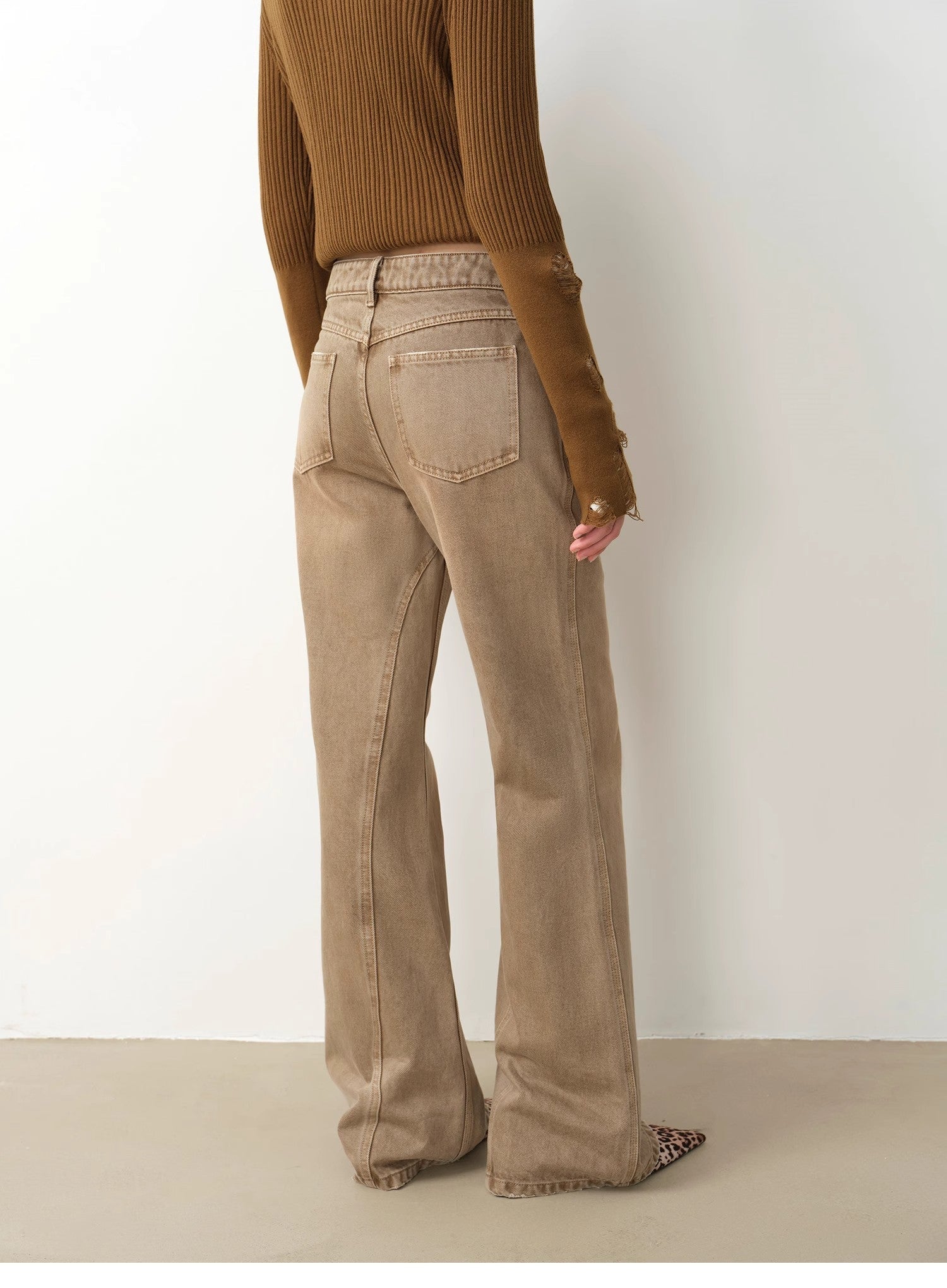 "Pure Flared" Japanese imported fabric Vintage retro washed loose flared jeans for women - variant_title
