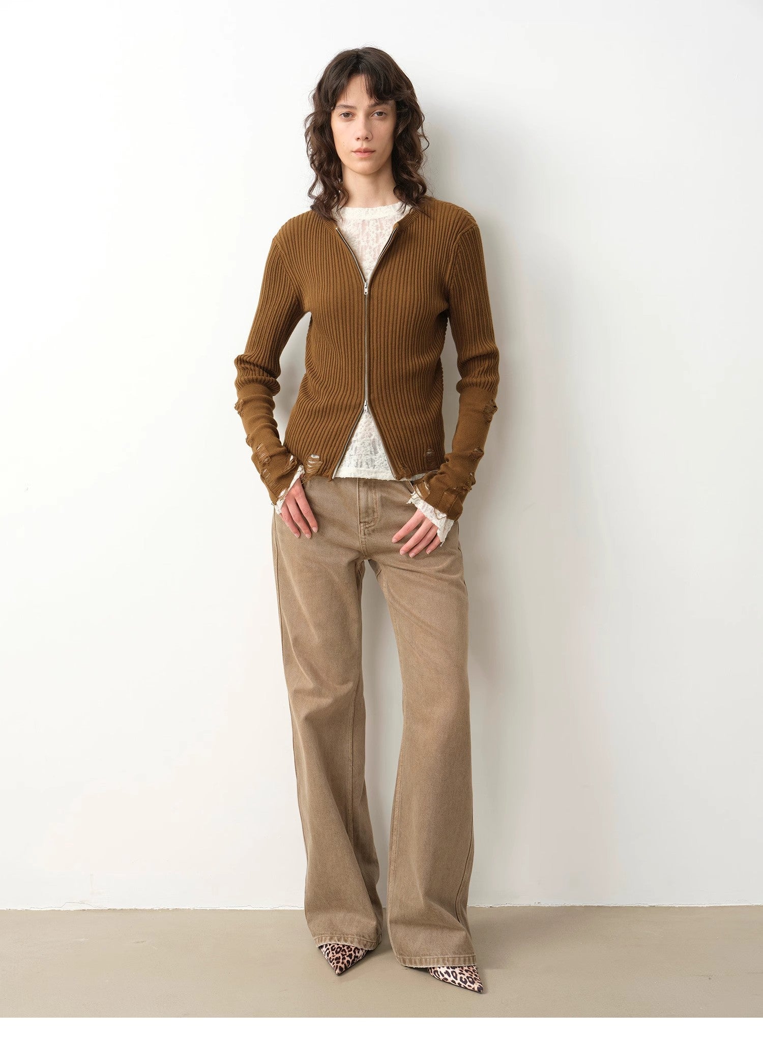 "Pure Flared" Japanese imported fabric Vintage retro washed loose flared jeans for women - variant_title