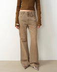 "Pure Flared" Japanese imported fabric Vintage retro washed loose flared jeans for women - variant_title