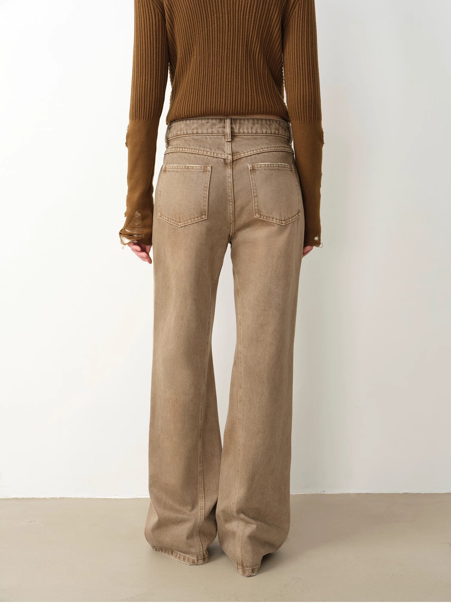 "Pure Flared" Japanese imported fabric Vintage retro washed loose flared jeans for women - variant_title