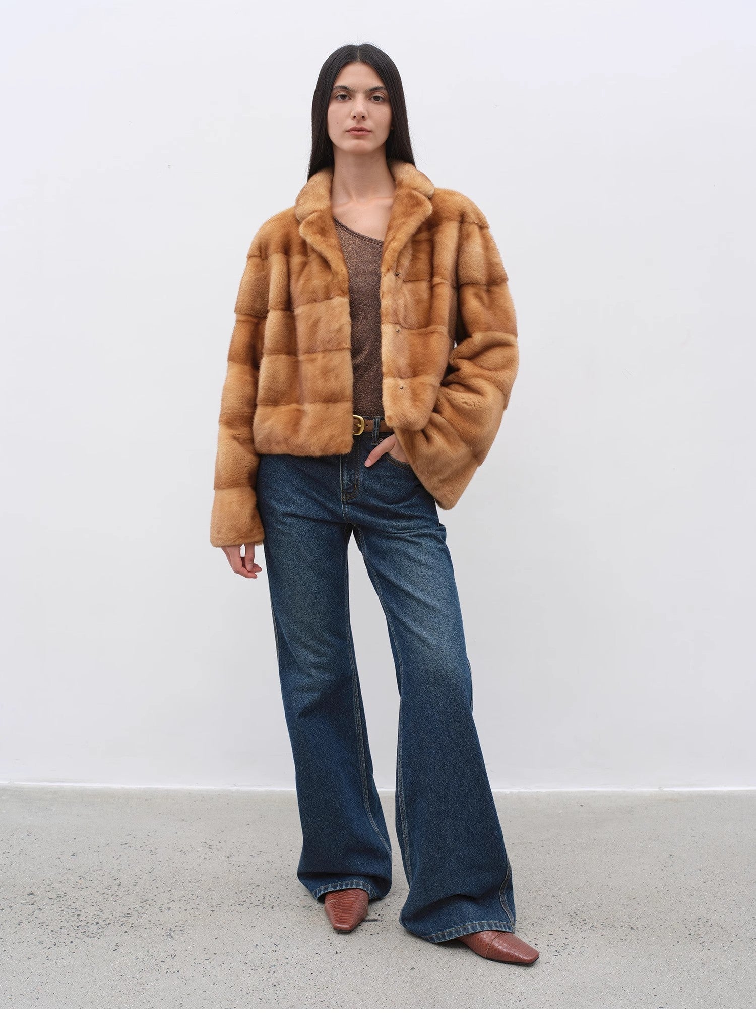 "Pure Flared" Japanese imported fabric Vintage retro washed loose flared jeans for women - variant_title