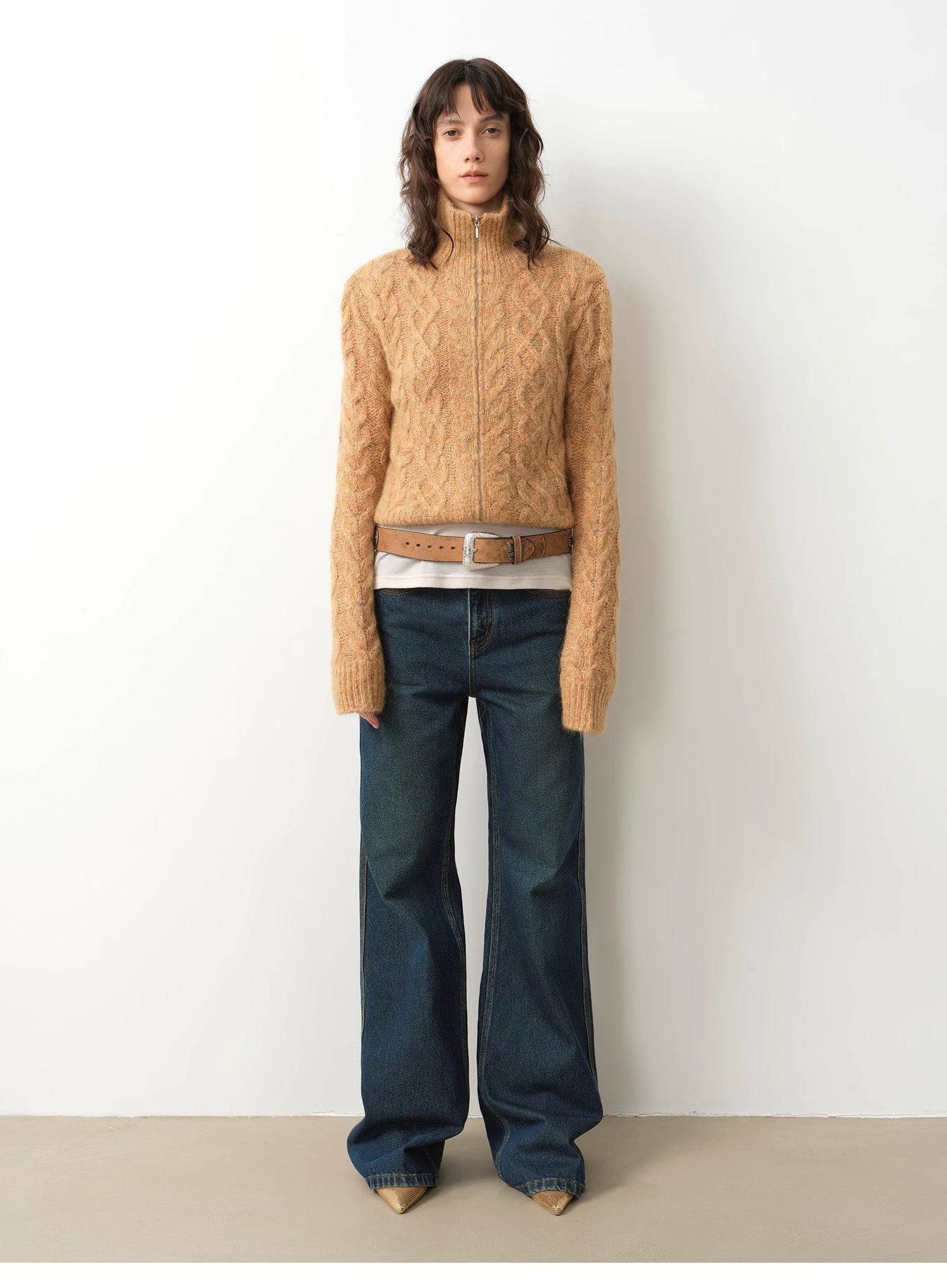"Pure Flared" Japanese imported fabric Vintage retro washed loose flared jeans for women - variant_title